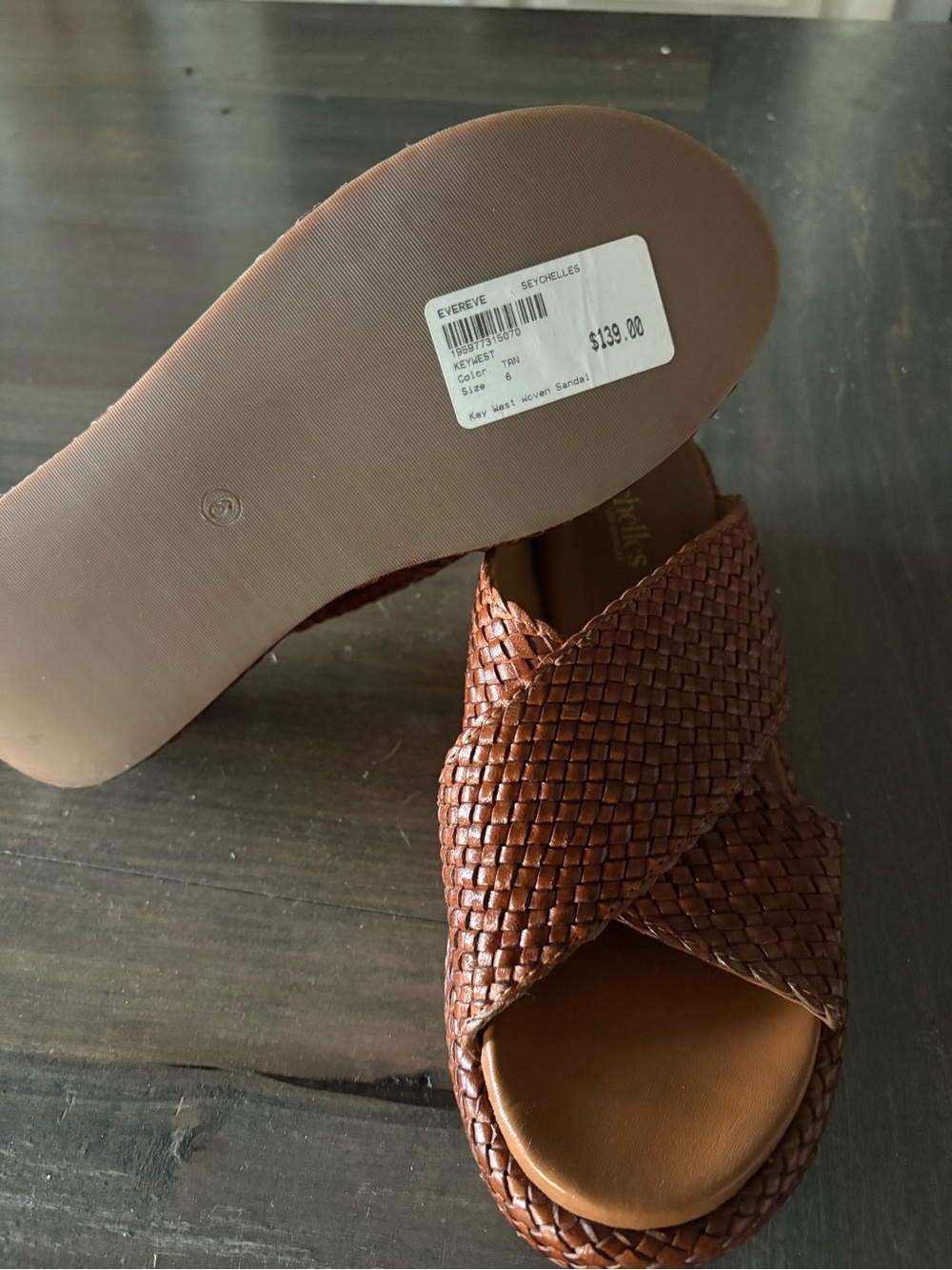 Evereve Brown Woven Crossover Slide Sandals